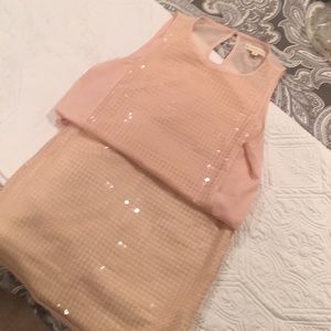 Blush sequin skirt and top set